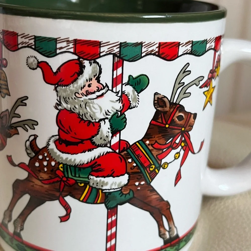 Vintage Potpourri Press Marvelous Christmas Mug Santa Bear Holiday Cups Set of 6